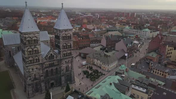 Drone Shot of Lund Cathedral
