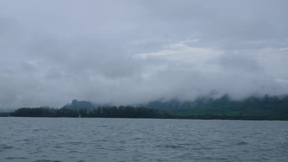 The sea and nature view on foggy day