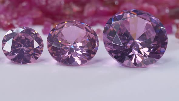 Untitledpink Sapphires Diamonds Different Sizes Are In Row alt