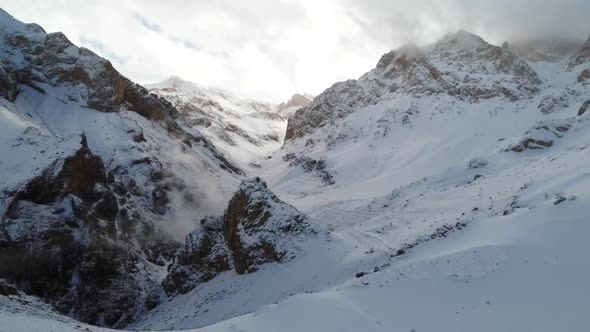 Clouds Over Winter Snowy Mountains alt